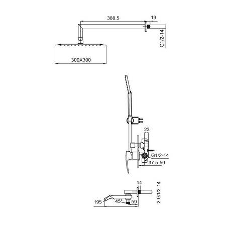 Вбудована душова система зі змішувачем KOER KB-66007-01 (Кольоровий) (KR3464), фото 2