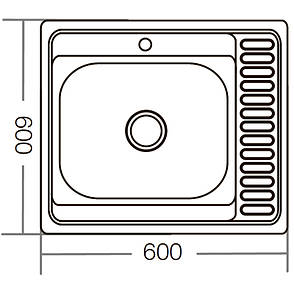 Мийка кухонна ZERIX Z6060L-04-160E (satin) (ZM0567), фото 3