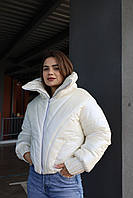 Современная, укороченная молодежная курточка на молнии, молочный цвет, размеры XS(42),S(44),M(46)