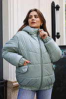 Зимняя женская куртка на молнии с капюшоном (Мята) Размеры ХS,S,M,L
