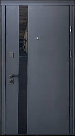 Вхідні двері ТМ Страж LUX Standart Slim S Glass-A софт блек past/білий сатин квартира