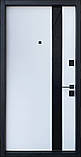 Вхідні двері ТМ Страж LUX Standart Slim S Glass-A софт блек past/білий сатин квартира, фото 2