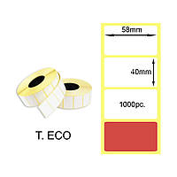 Красная термоэтикетка 58x40 мм 1000шт. RED Т.ЕКО (T.ECO Thermal Labels)