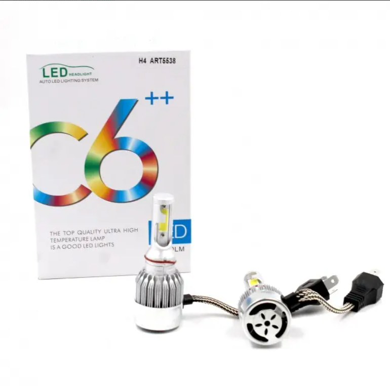 Набір LED ламп C6 цоколь - H4 (Світлодіодні лампи в автомобіль) Холодне біле світло