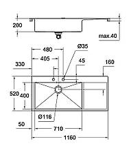 Мийка кухонна Grohe EX Sink K1000 (подвійна крило зліва) (31581SD0), фото 5
