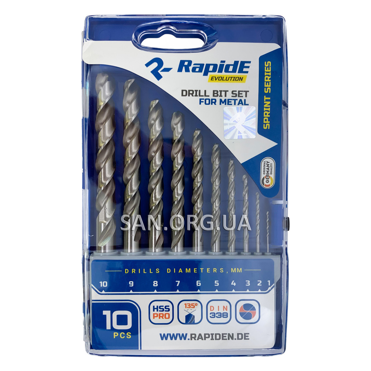 Набір Cвердел по металу RapidE Sprint Series 10 шт 1-10 мм, фото 1