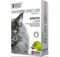 UNICUM ORGANIC (3 капсулы)/10 Капли на натуральной основе для отпугивания блох и клещей для кошек