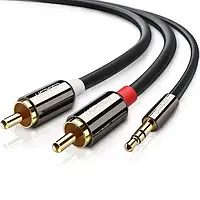 Кабель 3,5мм на 2RCA 5м UGREEN RCA шнур Hi-Fi Звук Экранированный Стерео Гибкий кабель-разветвитель