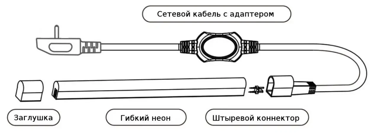 Неон синий, 220в, 8мм*16мм, кратность резки 1м, силикон в цвет свечения - фото 3 - id-p1944601970