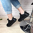 Шкіряні чорні жіночі кеди молодіжне взуття для дівчат трендові якісні повсякденні 35 36 37 38 39 40 41, фото 4