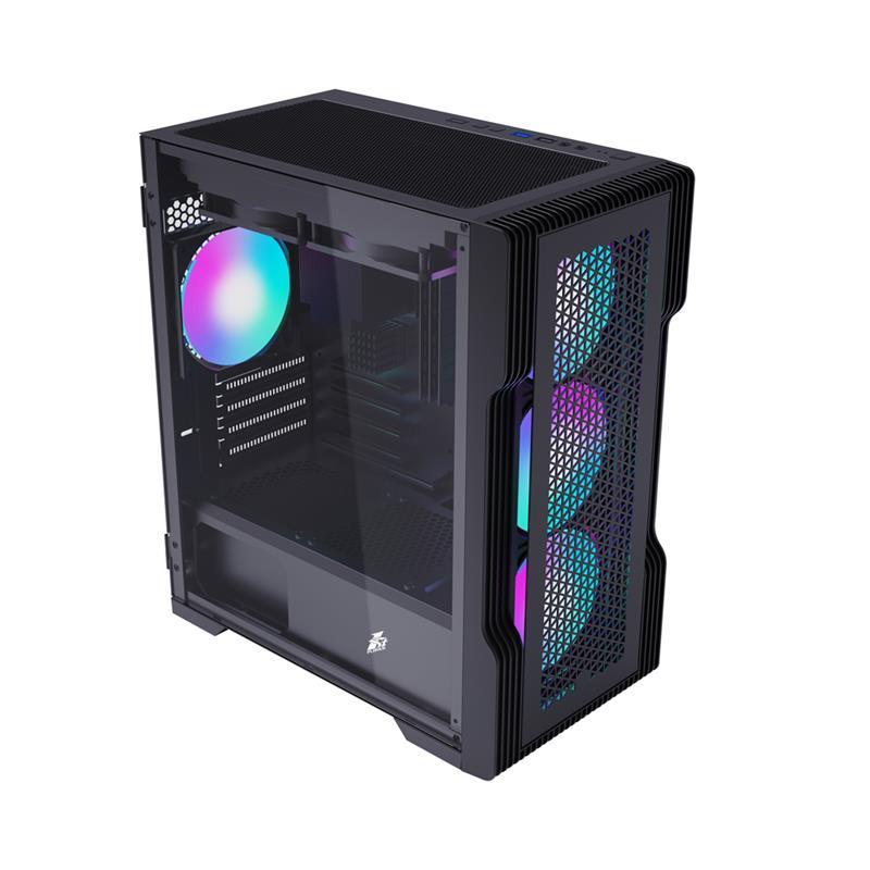 Корпус 1stPlayer T3-BK-4F1 Black без БЖ, фото 1