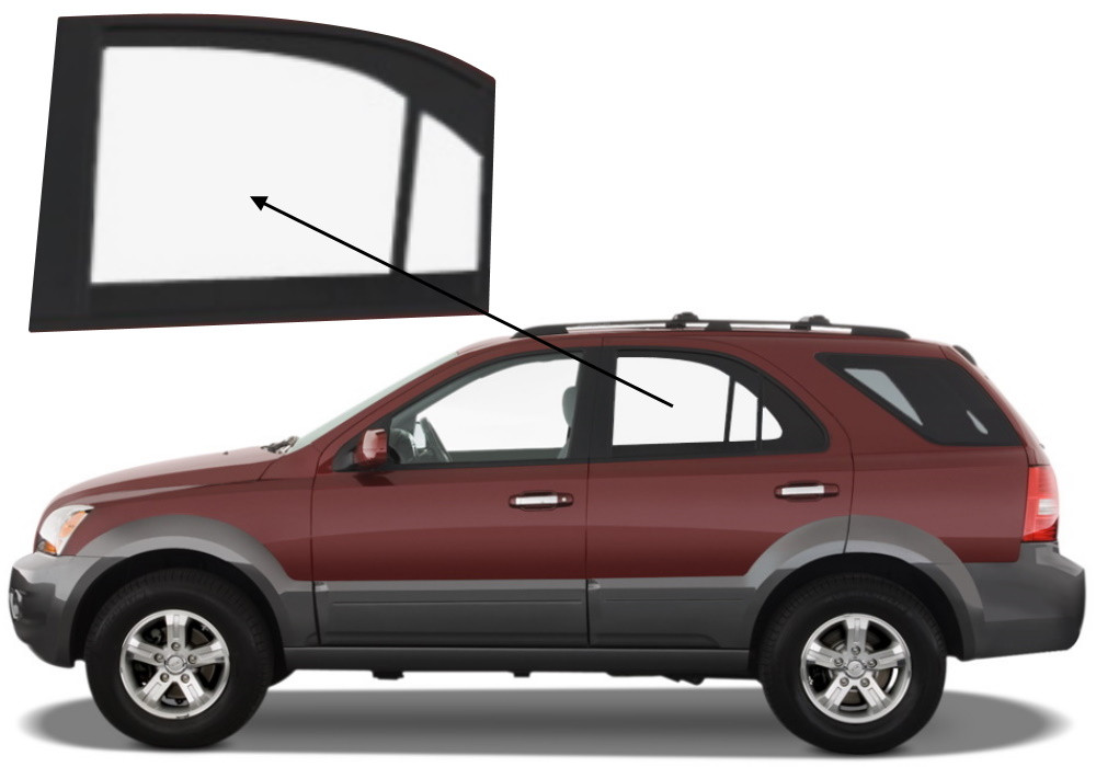 Бічне скло Kia Sorento 2002-2008 задніх дверей ліве