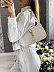 Жіноча сумка багет Yves Saint Laurent Hobo із натуральної шкіри біла YSL на плече, фото 2