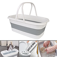 Универсальное складное ведро для швабры 15 л, на колесиках силикон Серый