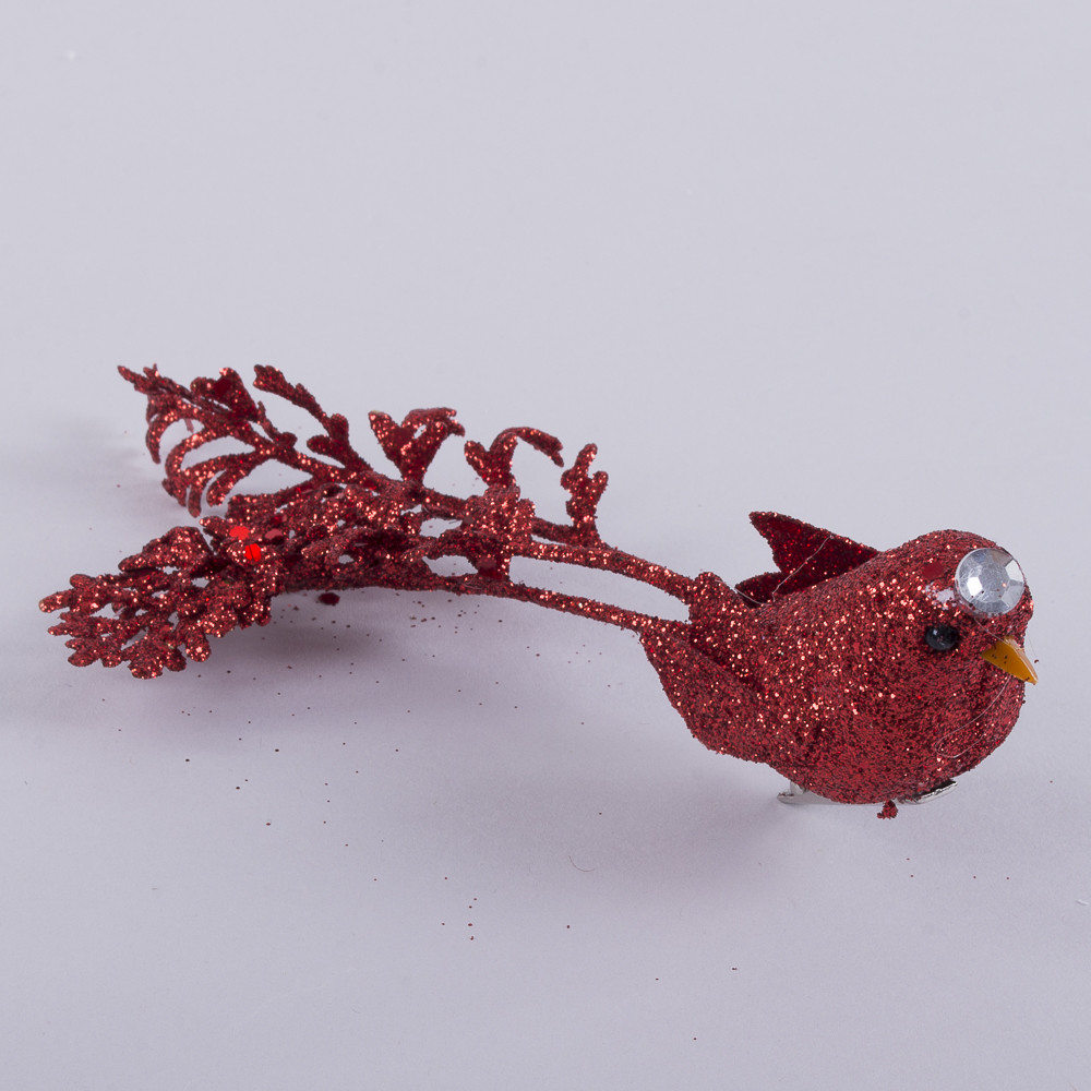Декоративна пташка червона на прищепці