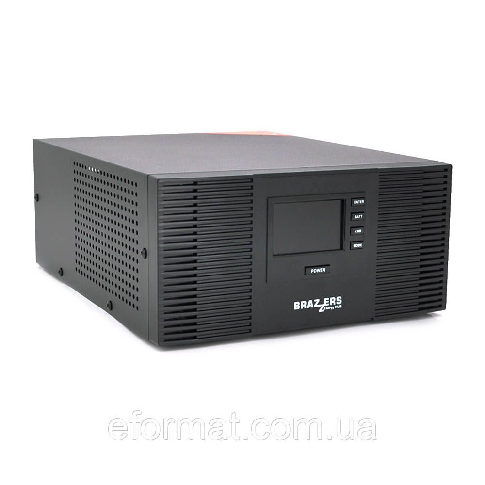 Інвертор BRAZZERS BRSW-LFP-1500-24 (1200 Вт), під зовнішній АКБ 24V (LiFePo4/GEL/AGM), струм заряду 10/20A, BOX