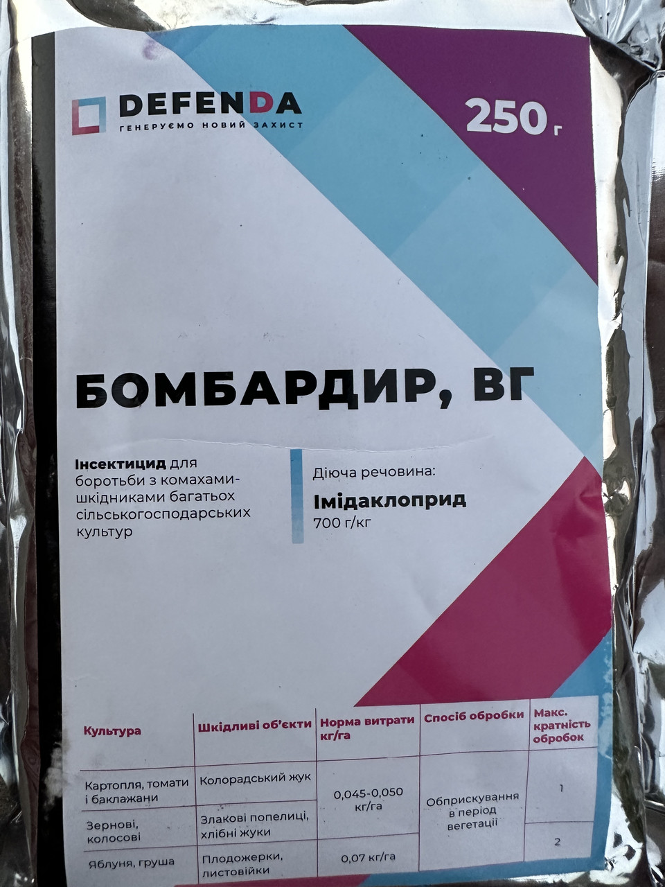 Інсектицид Бомбардир  250 гр (імідаклоприд 700 г/кг), фото 1