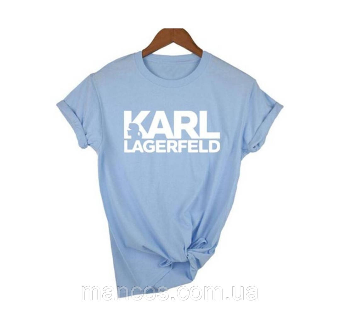 Жіноча блакитна футболка Karl Lagerfeld Розмір XS