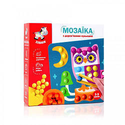 Мозаїка з дерев'яними кульками "Доповни картинку" Vladi Toys ZB2002-08, 6 карток, намистини