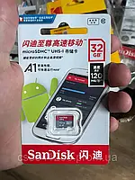 Карта памяти SanDisk ultra microSDHC UHS-I 32Gb class10 оригинал 120 МБ/с, флеш-карта для телефона