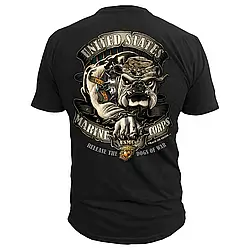 Футболка чоловіча патріотична US Marines Corps. Бульдог Black Ink Design US США