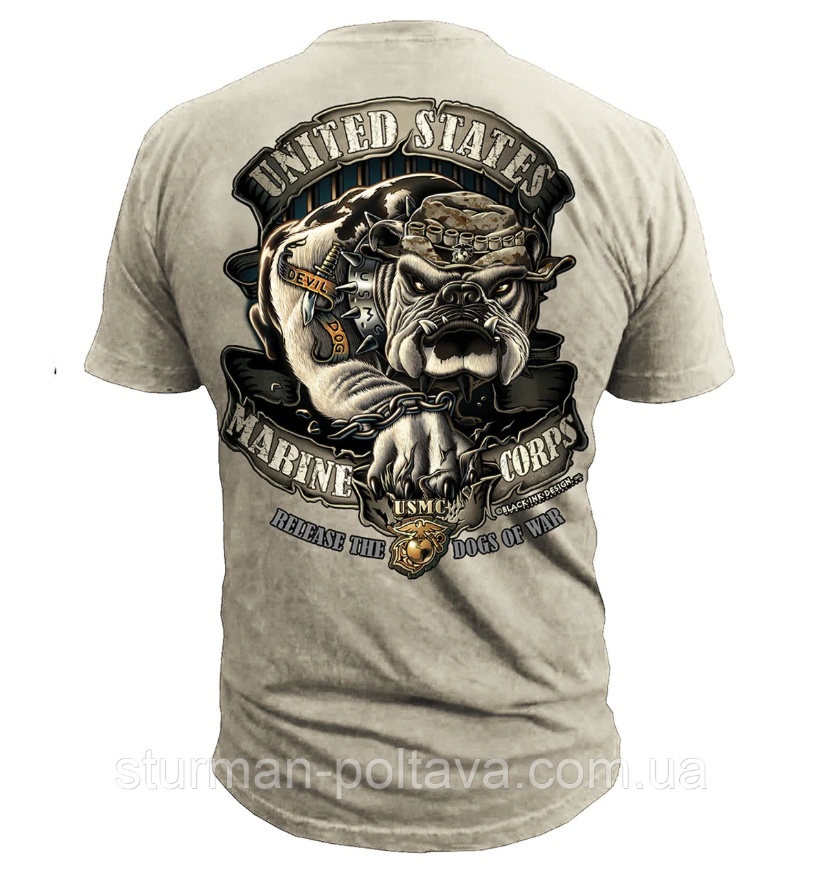 Футболка чоловіча американский морской корпус US Marines Corps. Бульдог — Black Ink Design US розм -S