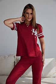 Жіноча піжама Elit із бавовни червоного кольору у спортивному стилі