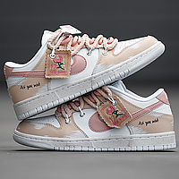 Кроссовки женские и мужские Nike SB Dunk Low White Pink / кеды Найк СБ Данк розовые