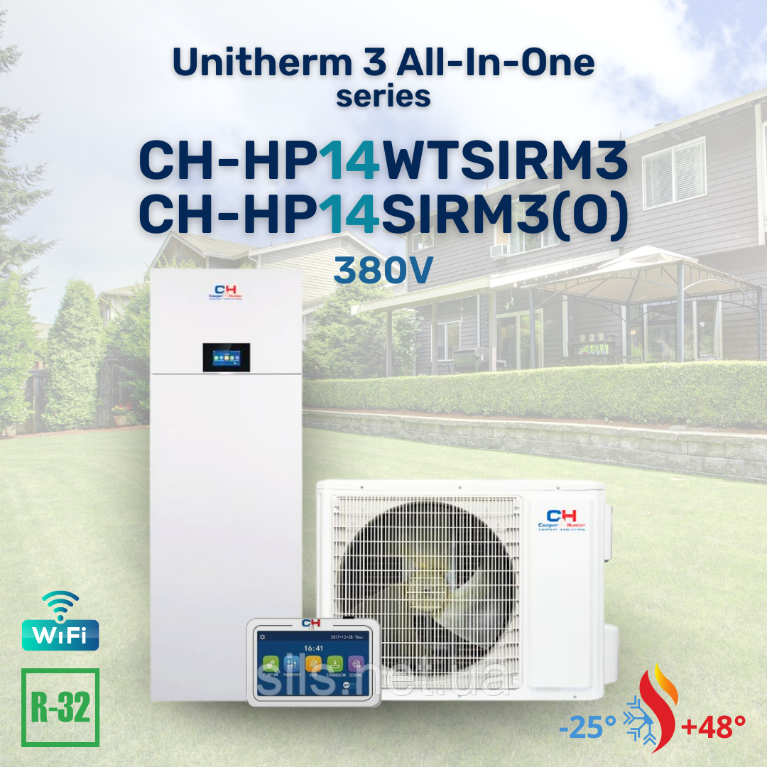 Тепловой насос Cooper&Hunter CH-HP14WTSIRM3/ CH-HP14SIRM3(O) UNITHERM 3 ALL-IN-ONE до -25С 14 кВт, 3 фази