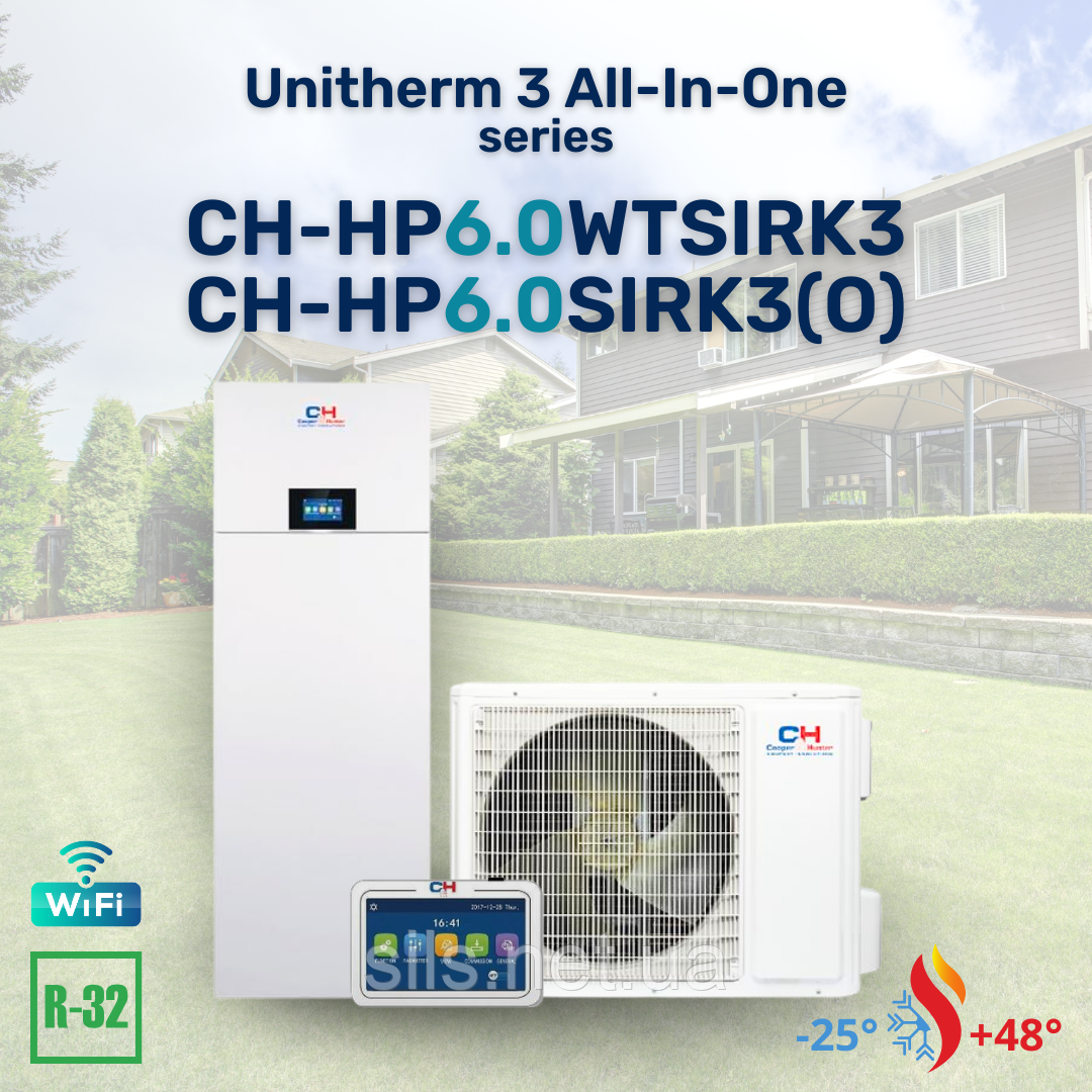 Тепловой насос Cooper&Hunter CH-HP6.0WTSIRK3 / CH-HP6.0SIRK3(O) UNITHERM 3 ALL-IN-ONE до -25С 6 кВт, 220 В