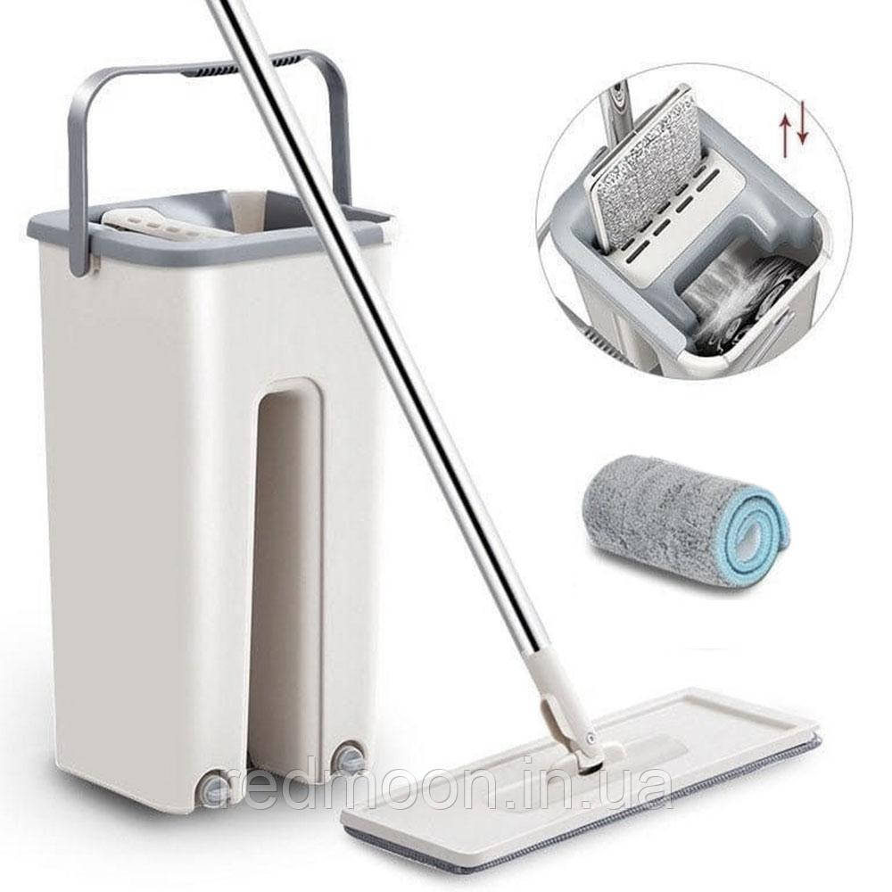 Комплект для прибирання швабра з відром 2в1 Scratch Cleaning Mop / Універсальна швабра ледарка з віджимом