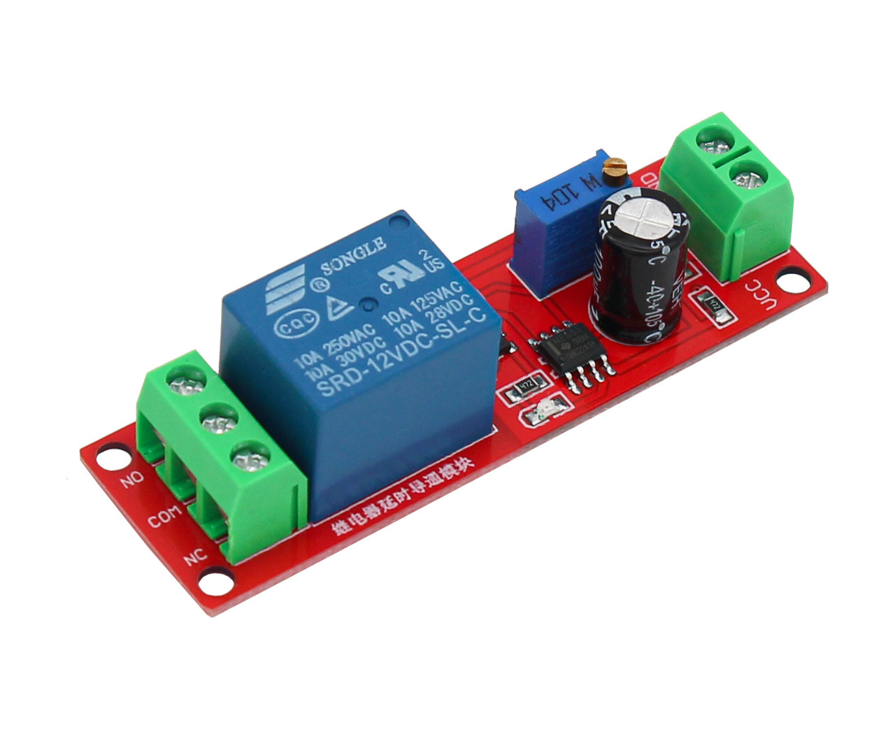 Модуль реле затримки часу з 0-10с з таймером NE555 (12V, 10А)