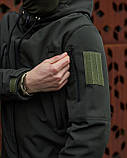 Костюм тактичний Softshell вітрозахисний водонепроникний з капюшоном колір хакі , розмір М, фото 3