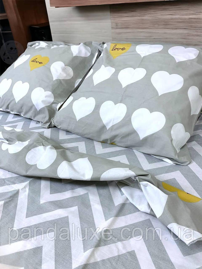 Постільна білизна бавовна бязь голд gold lux комплект Серця Love, фото 2
