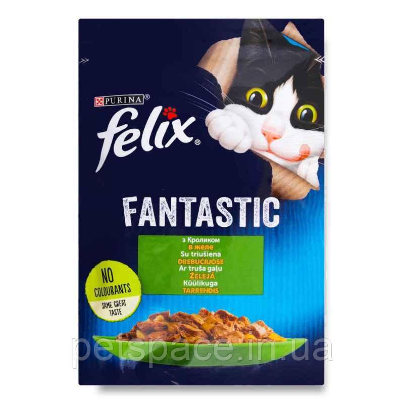 Вологий корм Felix Fantastic (Фелікс Фантсатік з кроликом в желе) 85г.