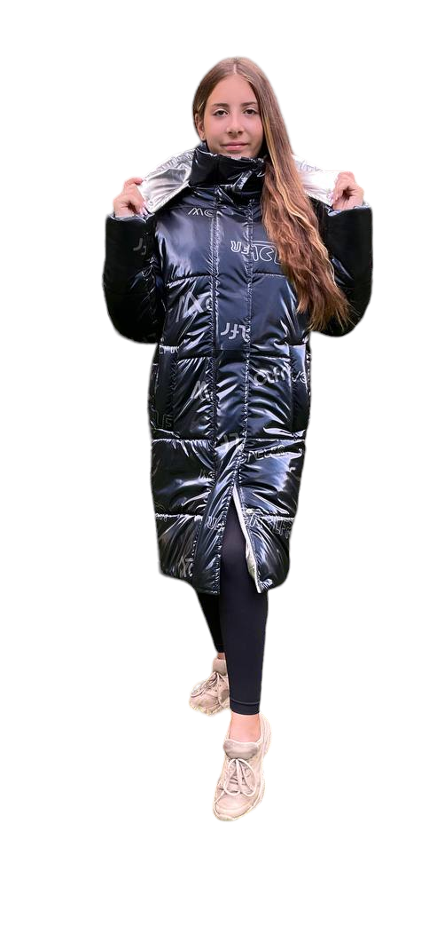 Стильна куртка пуховик подовжена для дівчинки розміри 140-158