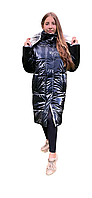 Стильна куртка пуховик подовжена для дівчинки розміри 140-158