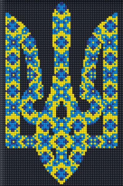 Алмазна мозаїка без підрамника Символ України з голограмними стразами (AB) Mariia Davydova Идейка 20х30 (AMC7689)