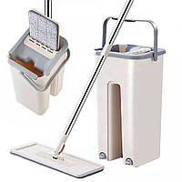 Набор для уборки швабра с ведром 3,5л 2в1 Scratch Cleaning Mop / Швабра лентяйка с автоматическим отжимом