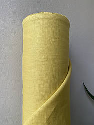 Салатова з жовтим відтінком лляна сорочково-платтєва тканина, 100% льон, колір 127/284