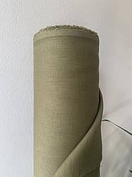 Сорочково-платтєва лляна тканина кольору хакі, 100% льон, колір 1524