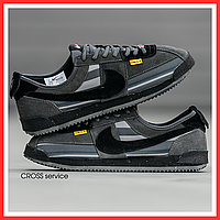 Кроссовки мужские Nike Cortez black / Найк Кортез черные замшевые