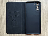 Чехол - книжка (флип чехол) для Samsung Galaxy S21 Plus чёрный, матовый, искусственная кожа, слот для карт