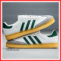 Кроссовки женские и мужские Adidas Samba grey green / кеды Адидас Самба серые с зеленым