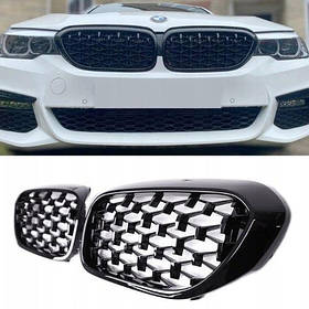 Решітка ноздрі радіатора BMW (БМВ) 5 series G30 G31 G38 (2016 - 2020) Унікальна, чорний глянець