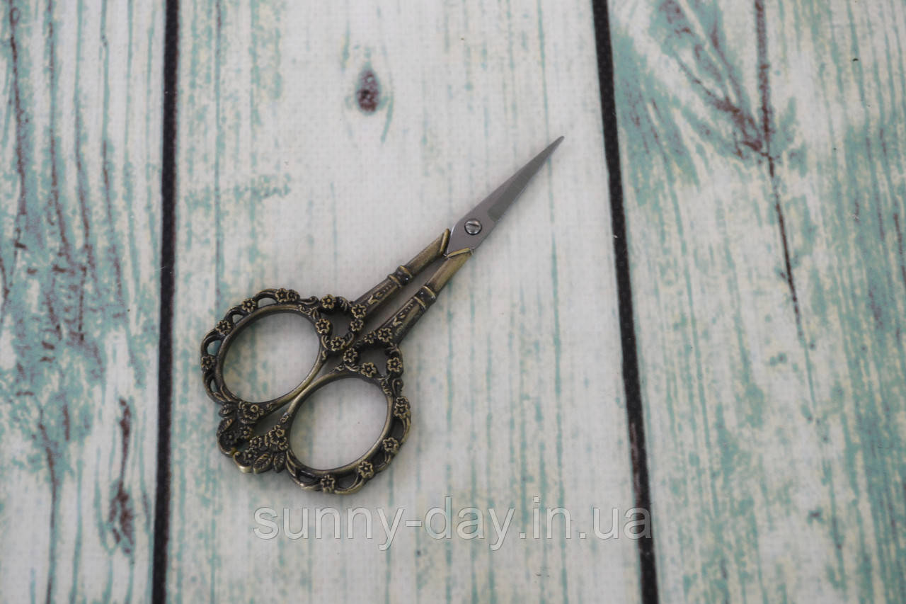 Ножиці для рукоділля "Квітковий візерунок" колір - бронза, фото 1