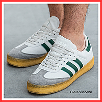 Кроссовки мужские и женские Adidas Samba grey green / кеды Адидас Самба серые с зеленым