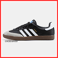 Кроссовки женские и мужские Adidas Samba Black White / кеды Адидас Самба черные с белым