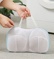 Мішечок для прання бюстгальтера сітчастий, Білий із синім