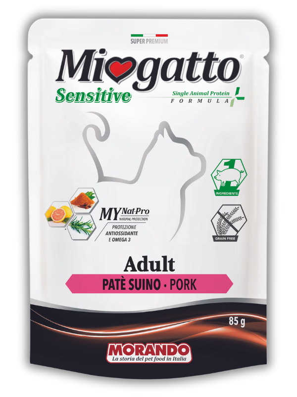 Монопротеїнові беззернові консерви для котів Morando Miogatto Sensitive Monoprotein прошутто 85 g